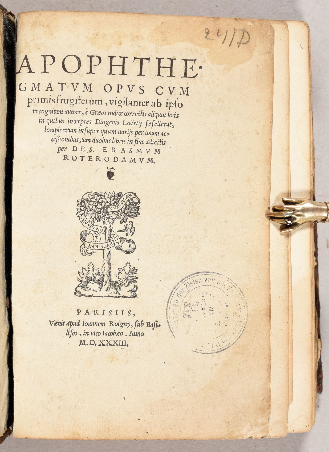 Null ERASMUS, Desiderius Apophthegmatum opus [...]. Paris [Chr. Wechel per] J. R&hellip;