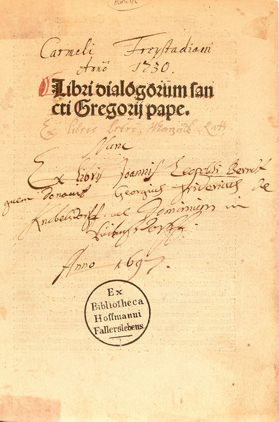 Null GREGORIUS I Dialogorum libri quattuor. Basel M. Furter 1496 4to: [58] ff., &hellip;