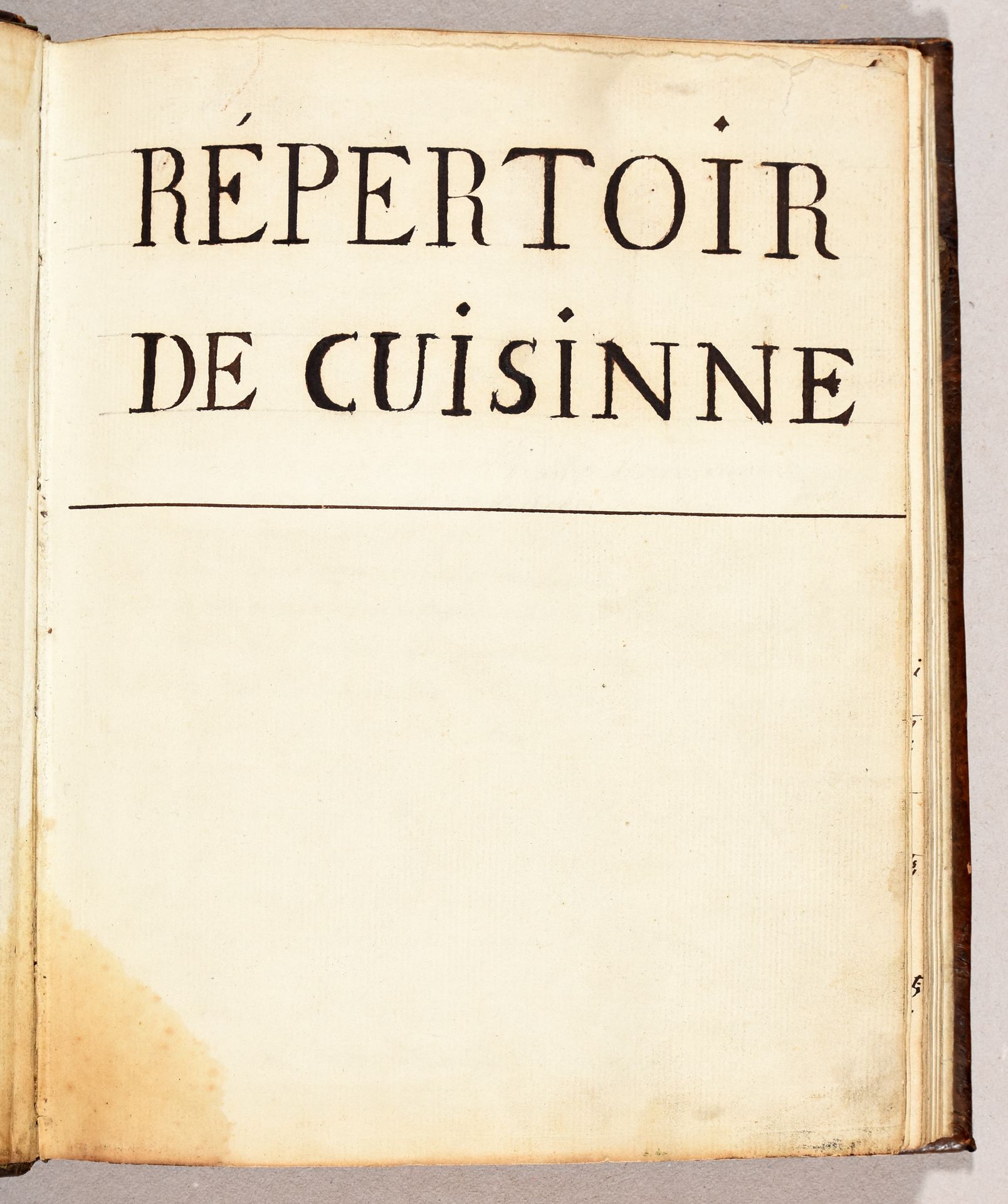 Null "Répertoir [sic] de cuisinne [sic]". 1re moitié 19e s In-4° : [2]-50-[86 bl&hellip;
