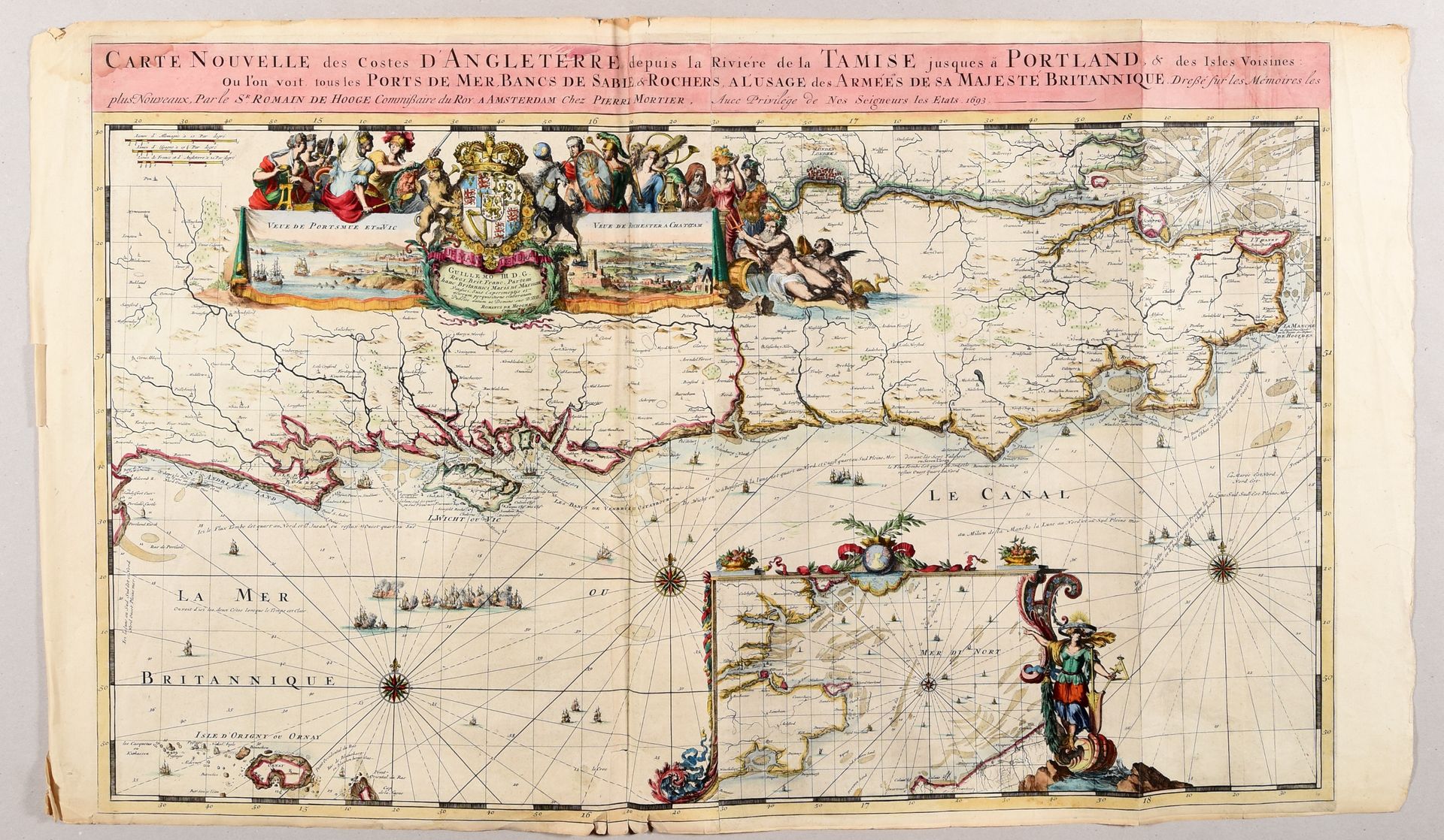 Null DE HOOGHE, Romeyn Carte nouvelle des costes d'Angleterre depuis la rivière &hellip;