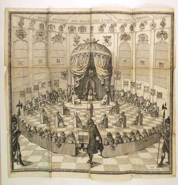 Null Designation des seances des Estats du Cambresis. Large engraving by C. Belk&hellip;