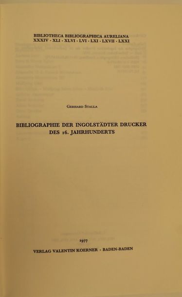 Null STALLA, G. Bibliographie der Ingolsta?dter Drucker des 16. Jahrhunderts. Ba&hellip;