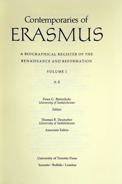 Null Contemporaries of Erasmus. Toronto 1985-1987 3 vols. - GERLO, A. – Bibliogr&hellip;