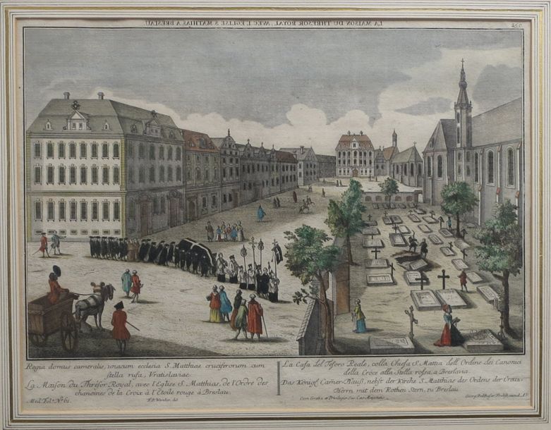 Null Breslau: 2 perspective views. Copper etchings, coloured, c. 32 x 42 cm. Fra&hellip;