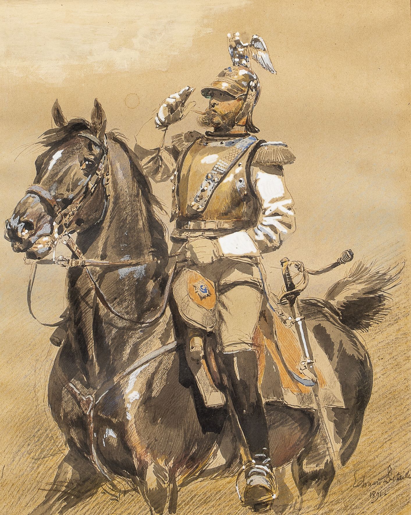 Null 
Edouard DETAILLE (1848-1912).




Officier (colonel) des Chevaliers-Gardes&hellip;