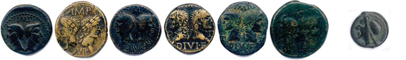 Null GAULE 

SIX monnaies en bronze : 6 As de Nîmes au crocodile Agrippa et Augu&hellip;