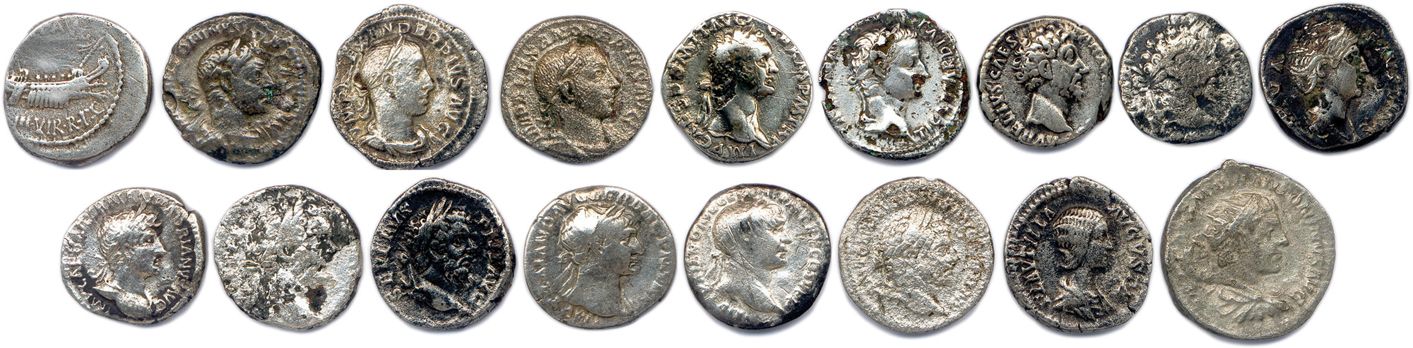 Null EMPIRE ROMAIN

Lot de DIX-SEPT monnaies romaines en argent 

(16 deniers et&hellip;