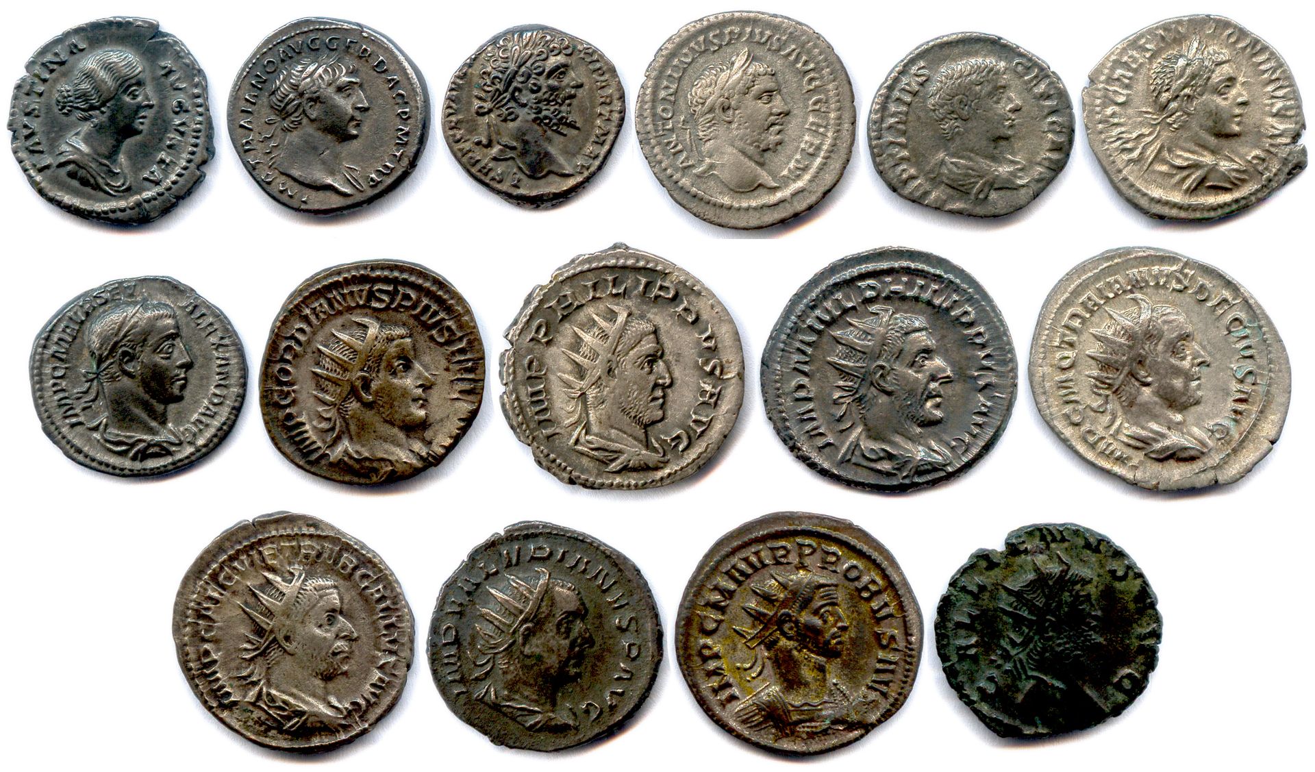 Null 罗马帝国

十五枚罗马银币和钞票

(Denarii和Antoninians)。

福斯蒂娜的女儿，特拉扬，塞普蒂米乌斯-塞维鲁，卡拉卡拉，格达。

&hellip;