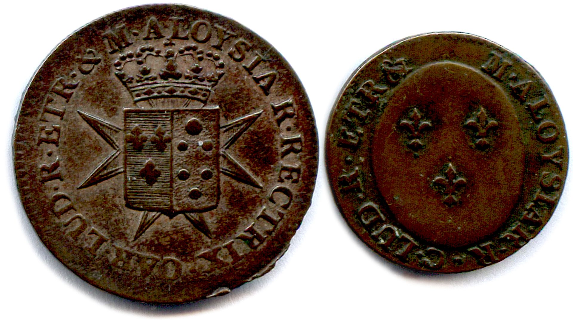 Null 查尔斯-路易斯-德-波旁

STRURY国王和MARIE-LOUISE摄政1803-1807年

两枚铜币：2 Soldi (Un decimo di&hellip;