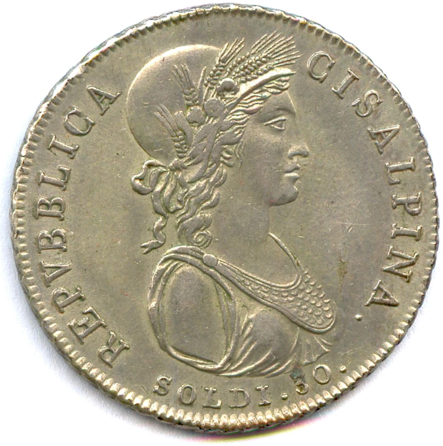 Null GAULE CISALPINE chef lieu Milan 1800-1802

30 Soldi en argent an IX (1801).&hellip;