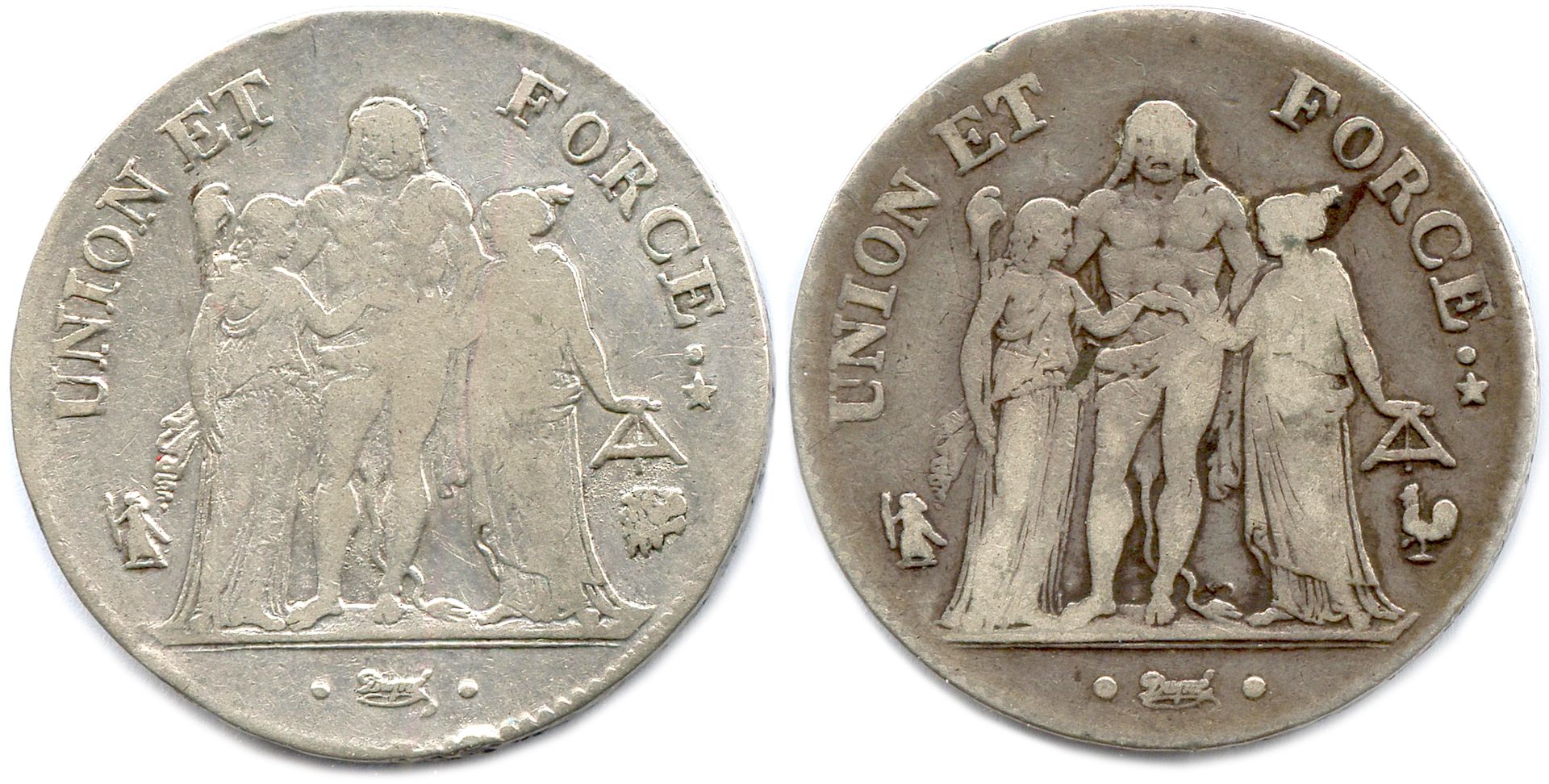 Null DIRECTOIRE 23. Oktober 1795 - 10. November 1799

Zwei Münzen: 5 Francs Herc&hellip;
