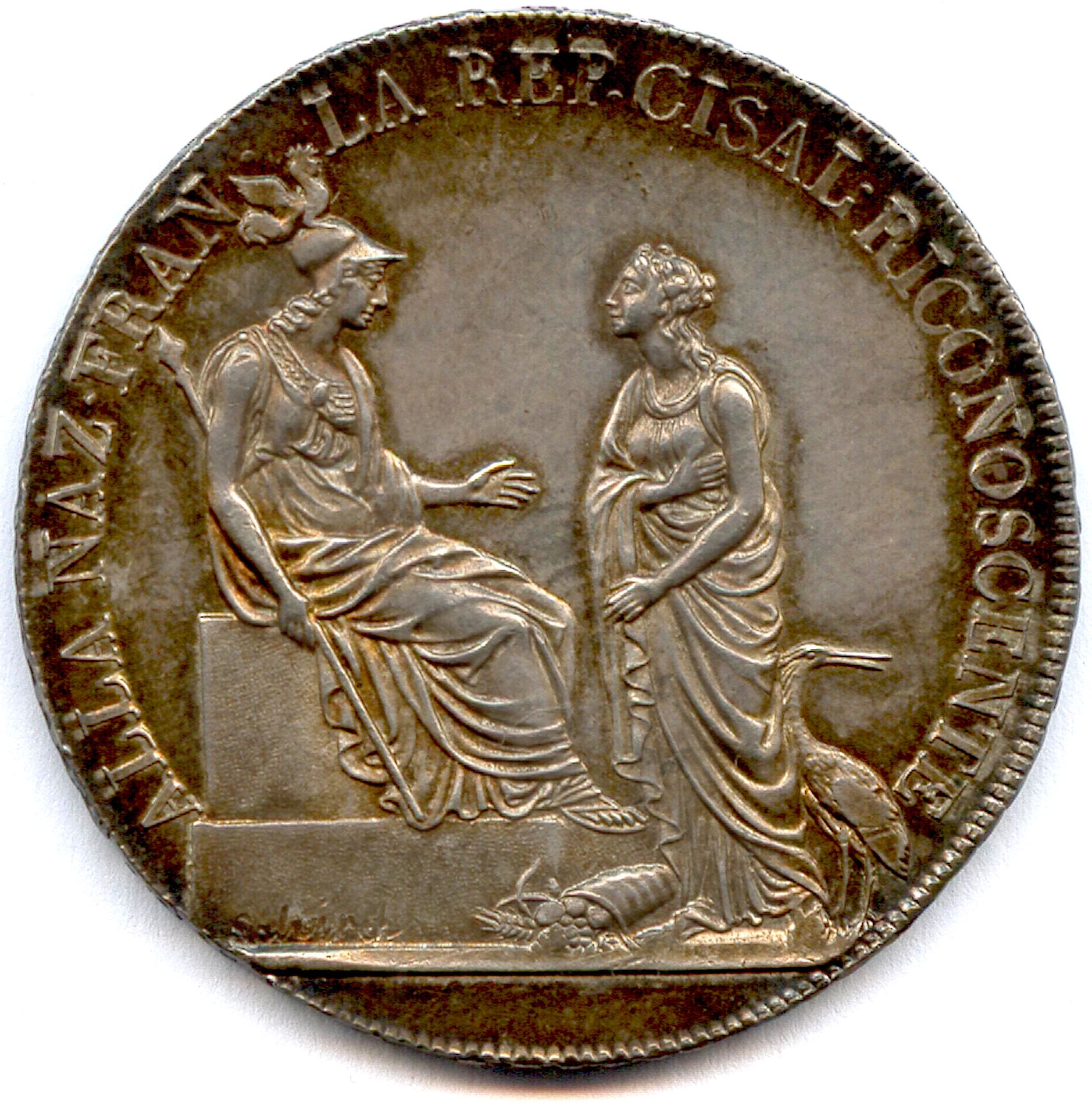 Null GAULE CISALPINE 主城米兰

1800年6月16日-1802年1月26日

银质6里拉的斯库迪，第八年（1800年）萨维尔奇。

(23&hellip;