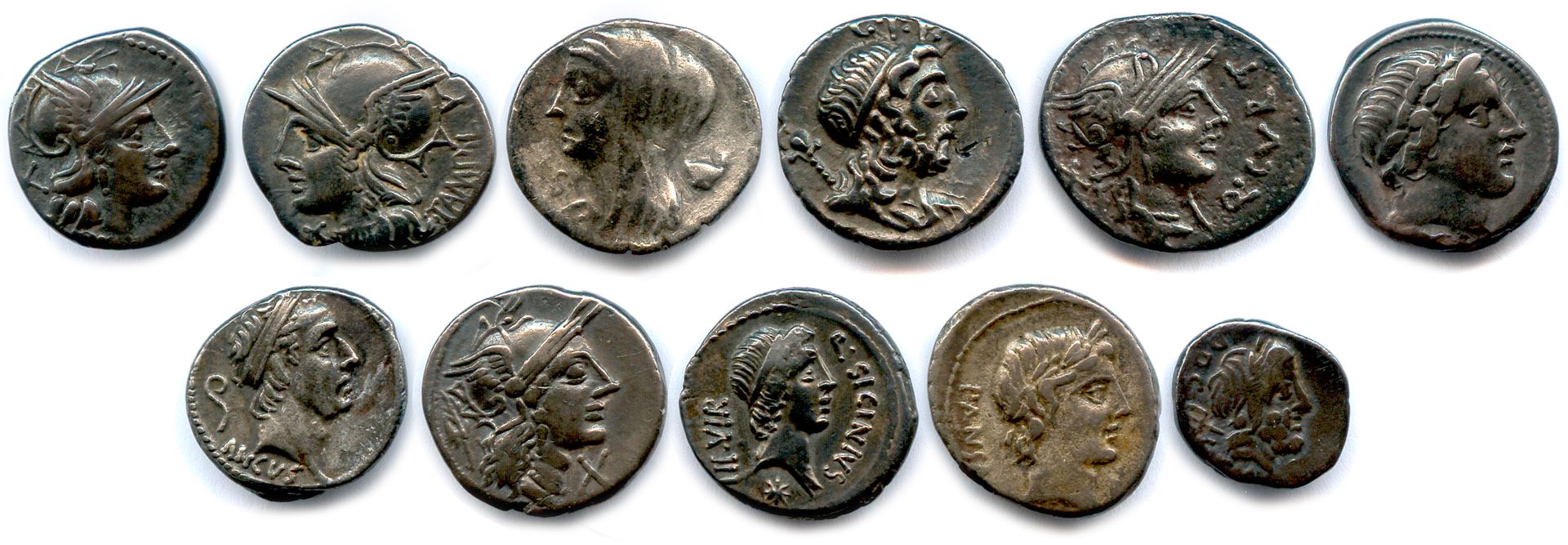 Null REPÚBLICA ROMANA 

Diez denarios de plata y un quinario: 

Anónimo (jefe de&hellip;