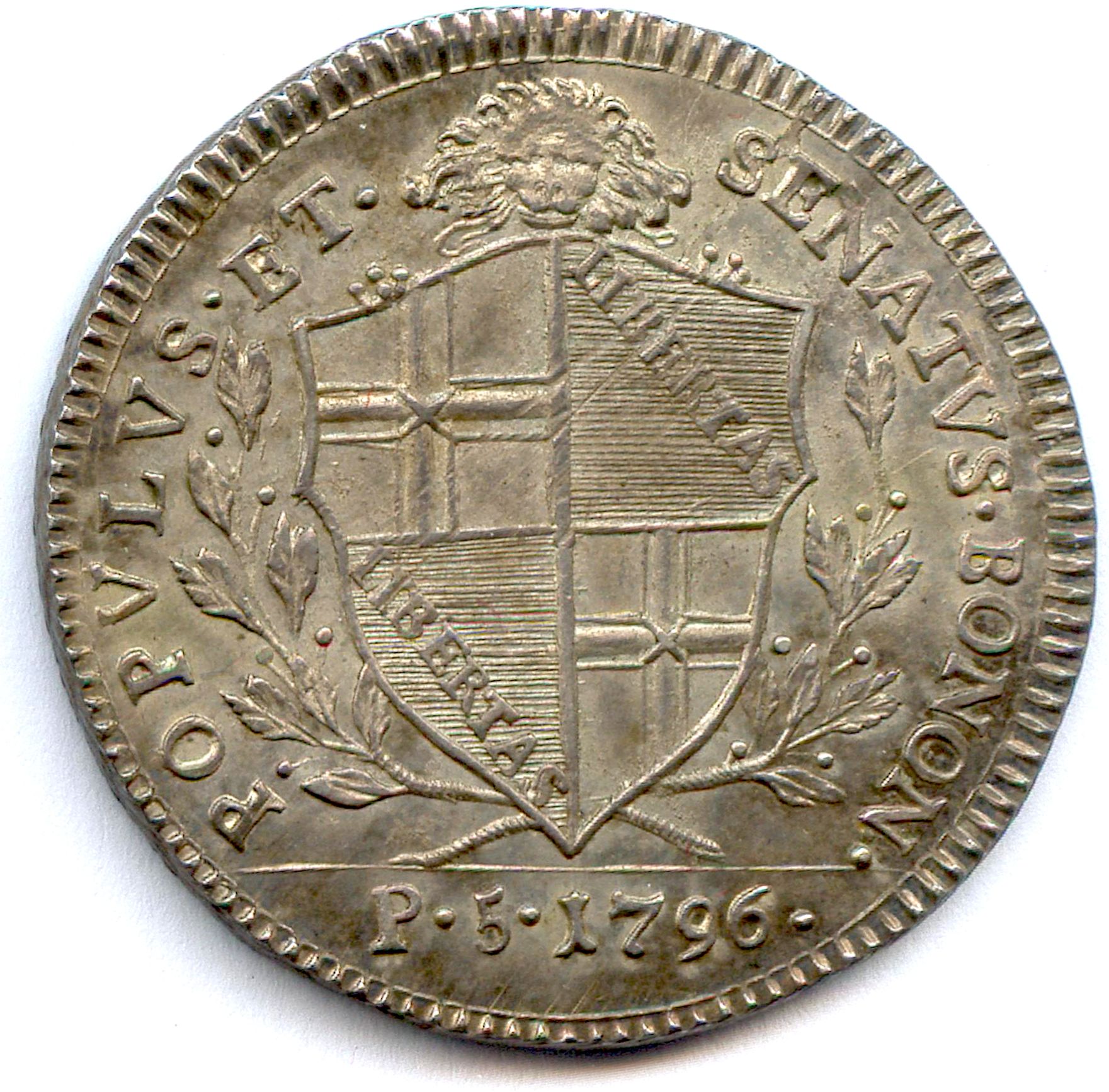 Null 博洛尼亚人民政府

1796-1797

1796年保利5号的银质夹层scudo。

(14,47 g) VG 557

背面有轻微的条纹。极好的。