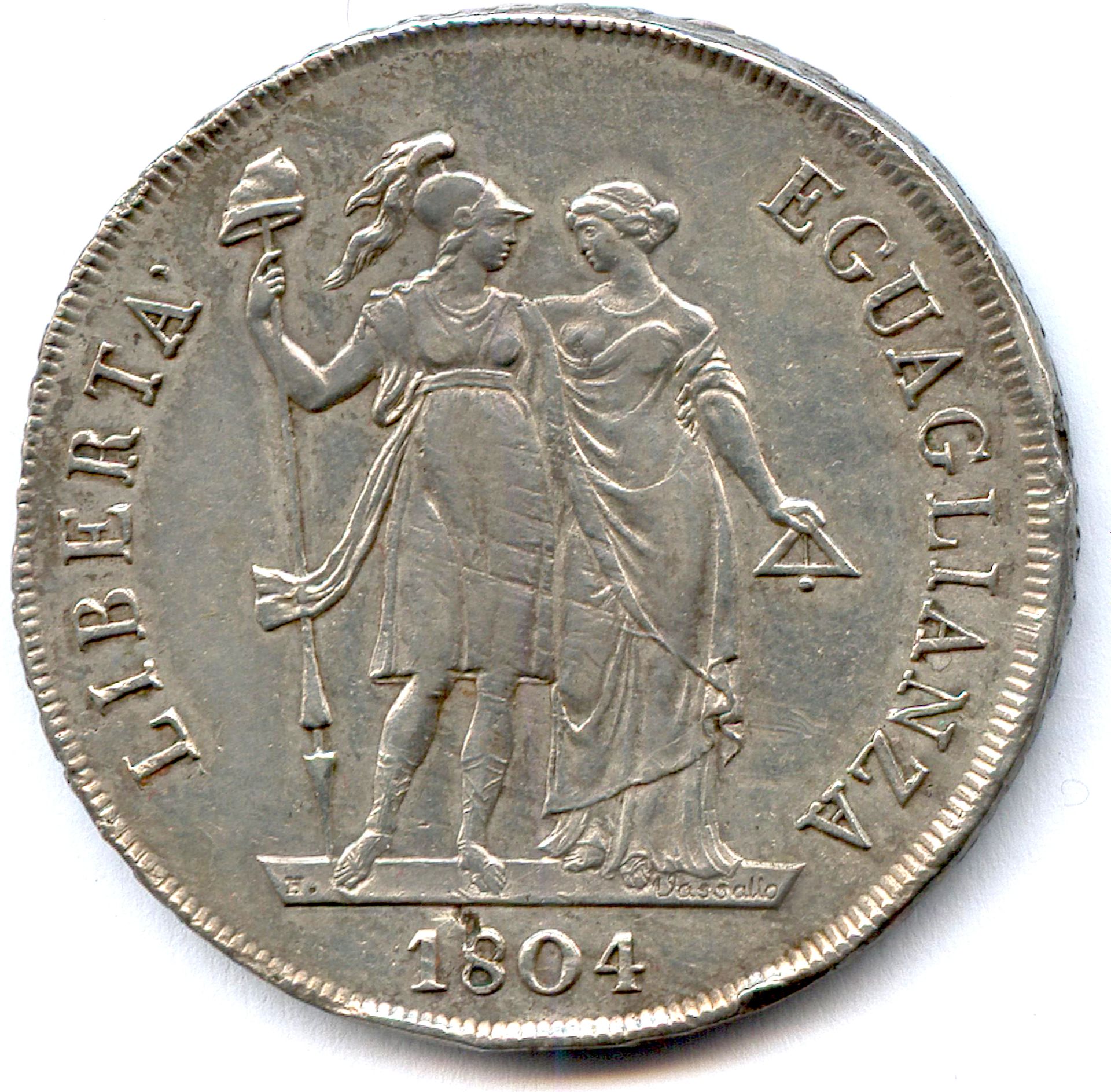 Null 利古里亚共和国 1798年1月19日-1805年6月9日

8 Lire argent an VII-1804.瓦萨洛。

(33,23 g) VG &hellip;