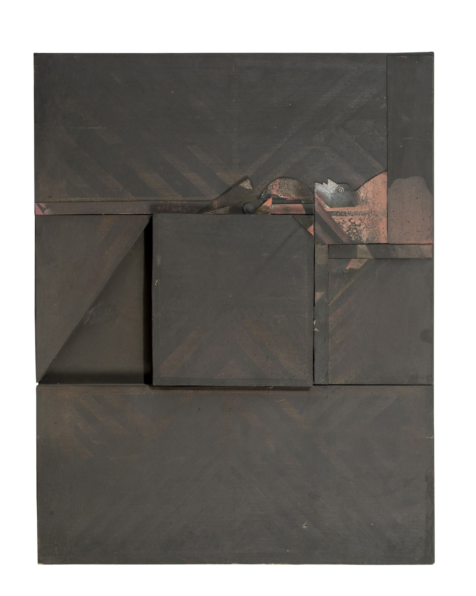Null 约瑟夫-阿莱桑德利（1940-2017）。

图腾浮雕。

面板上的混合媒体。背面有签名。

80 x 60厘米。