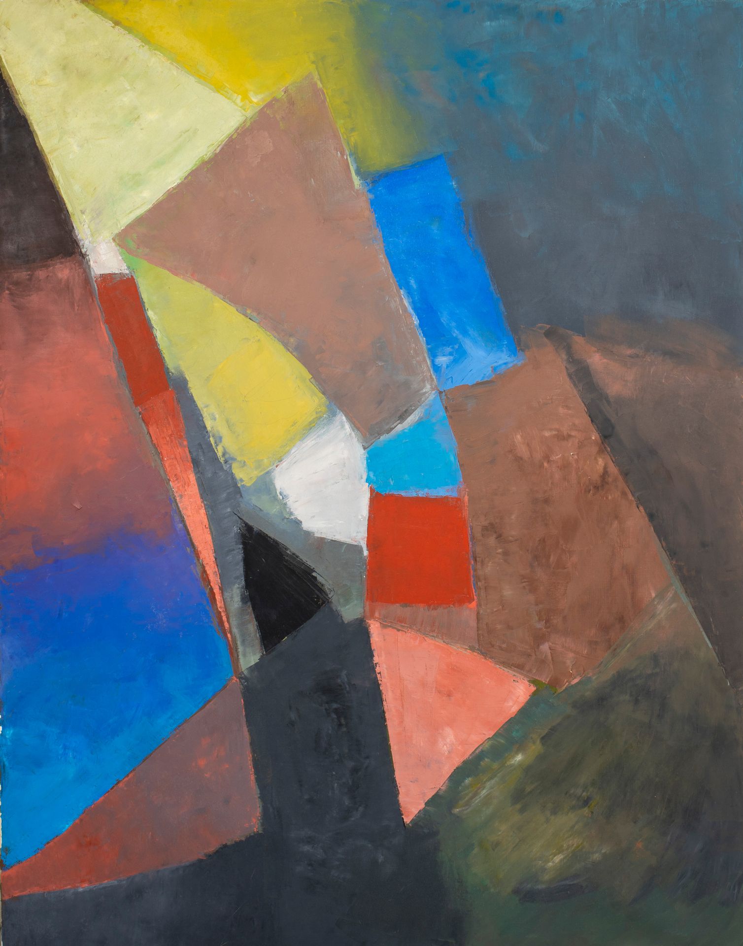 Null 米歇尔-法尔（1928-2009）。

组成。

布面油画。无符号。

146 x 114厘米。

小碎片。