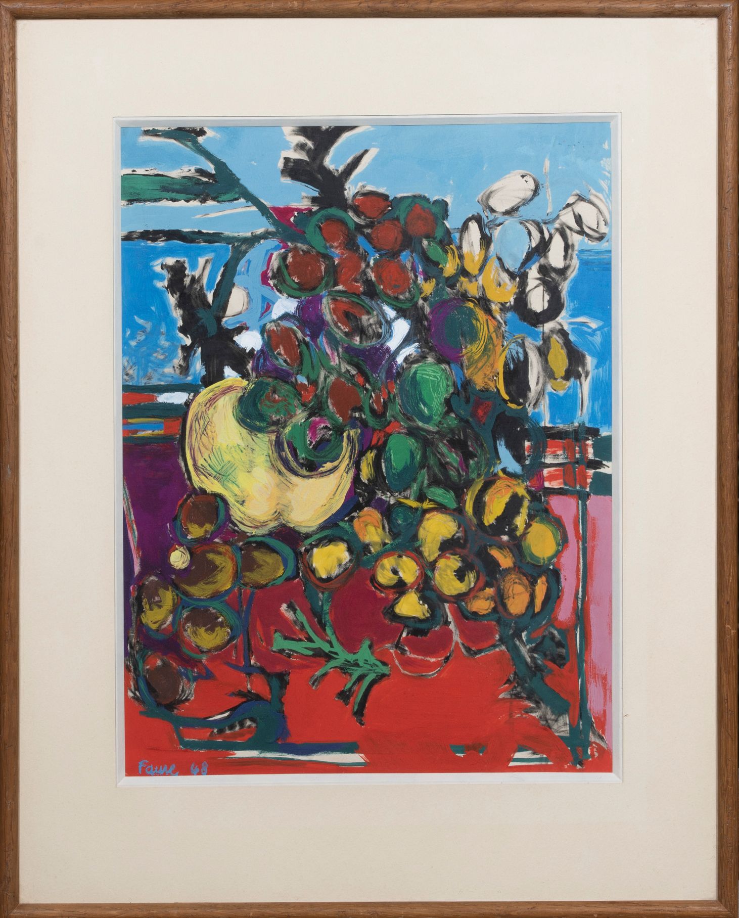 Null 米歇尔-法尔（1928-2009）。

静物与水果，1948年。

水果和花的静物，1948年

两幅水粉画。签名和日期为48。

31 x 24 c&hellip;