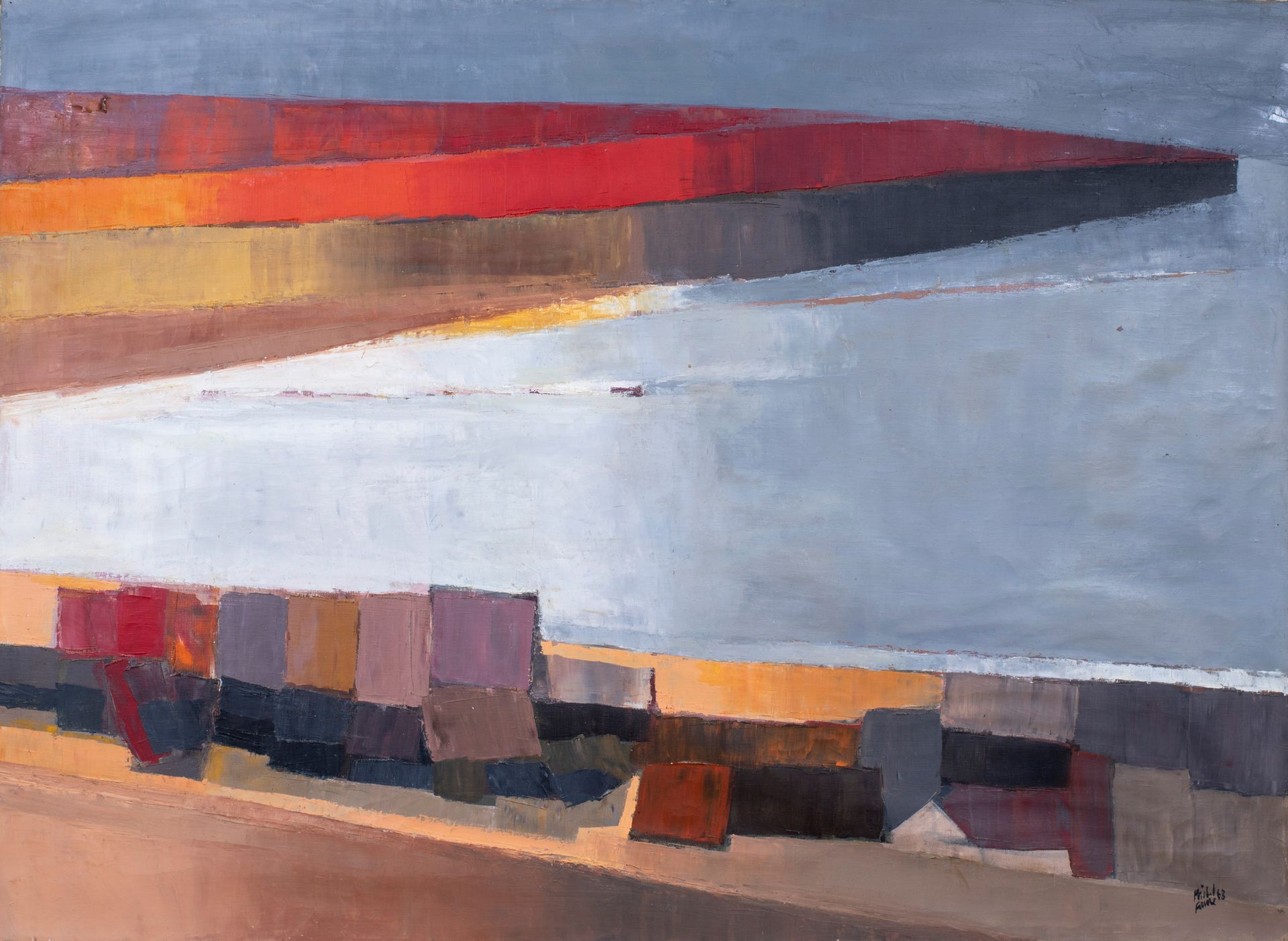 Null 米歇尔-法尔（1928-2009）。

Falaise, 1968.

布面油画。右下角有签名和日期68。

73 x 99厘米。