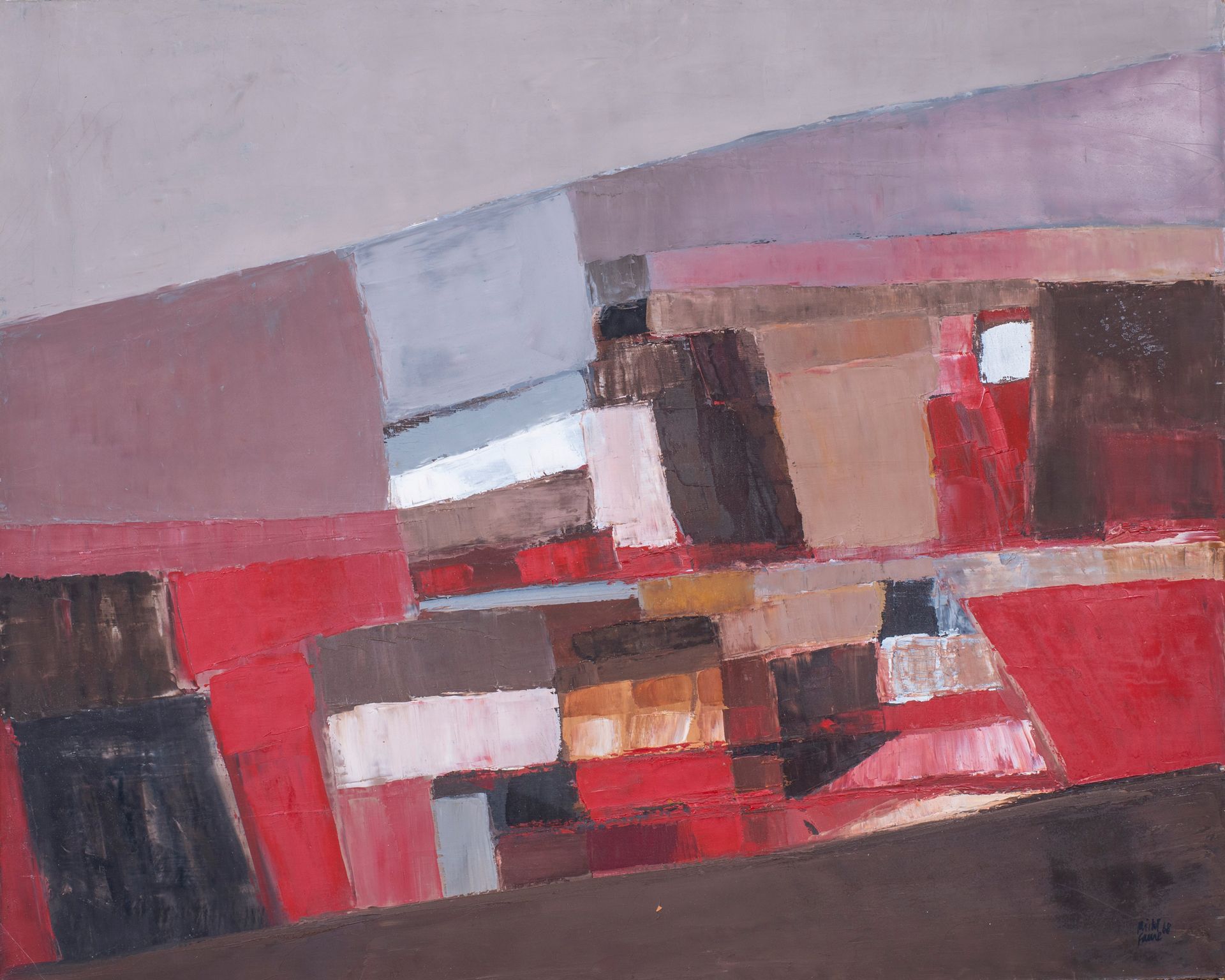 Null 米歇尔-法尔（1928-2009）。

构成，1968年。

布面油画。右下方有签名和日期68。

81 x 100厘米。