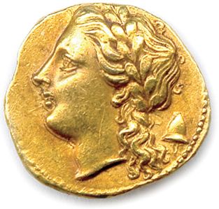 Null SICILY - SYRACUSE 阿加索克勒斯统治时期 317-289年

阿波罗的桂冠头像。脖子后面，pilos（圆锥形的头套

脖子后面，pil&hellip;