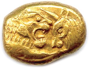 Null 吕底亚王国--克雷苏斯560-546年

狮子和公牛的原形体相互对峙。R/.两个方块

有不规则表面的印堂。

♦ SNG Von Aulock 28&hellip;