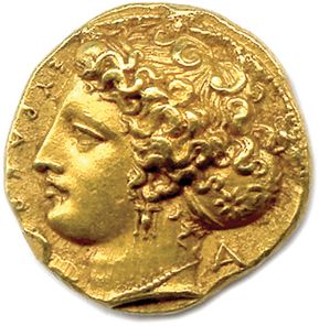 Null SICILY - SYRACUSE 丹尼斯统治时期 406-367年

左边是仙女Arethusa的头像，她的头发被夹在一个星形的sakkos里。她戴&hellip;