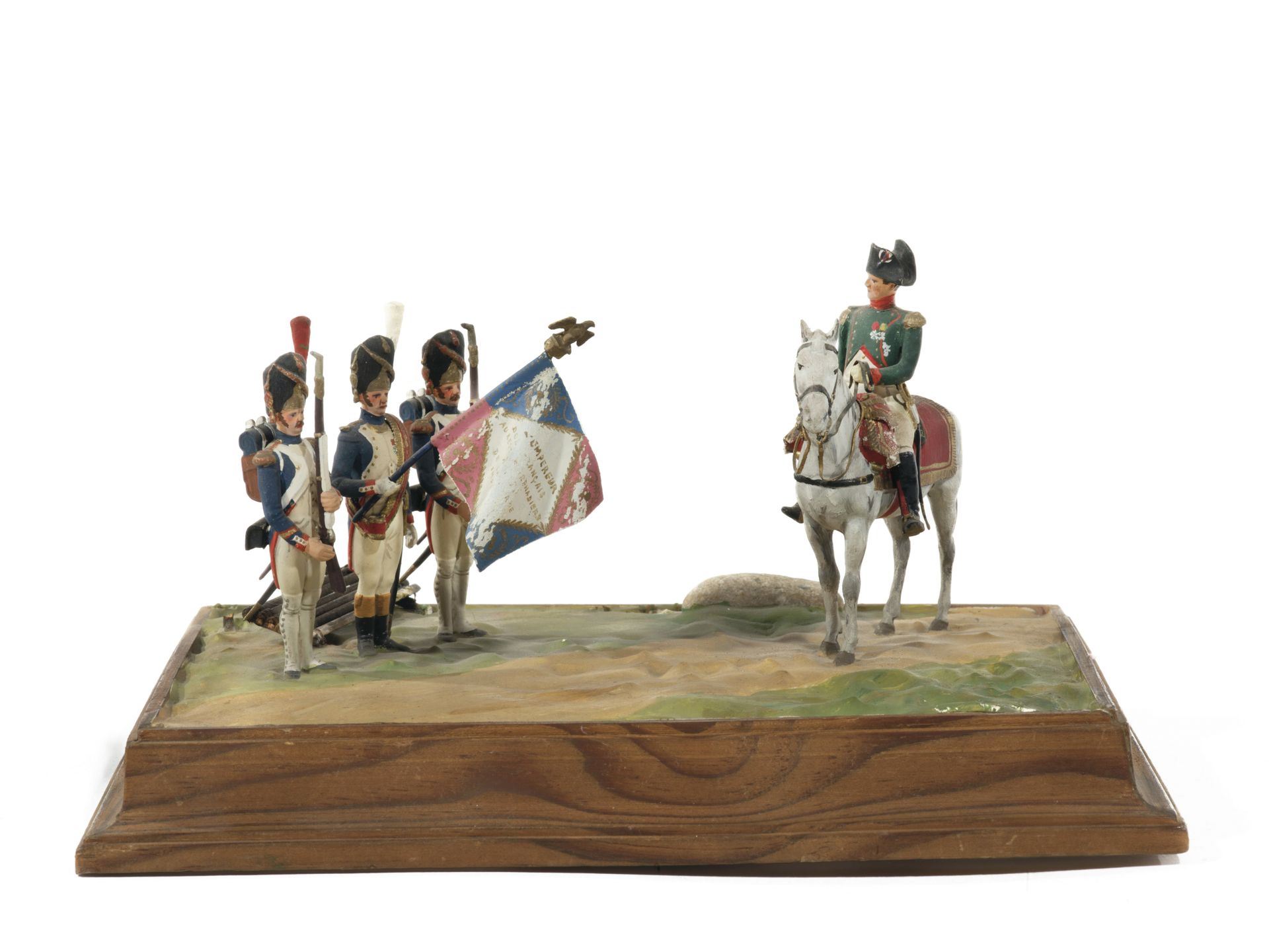 Null Métayer. The Emperor in Chasseurs à cheval uniform, salutes the flag of the&hellip;