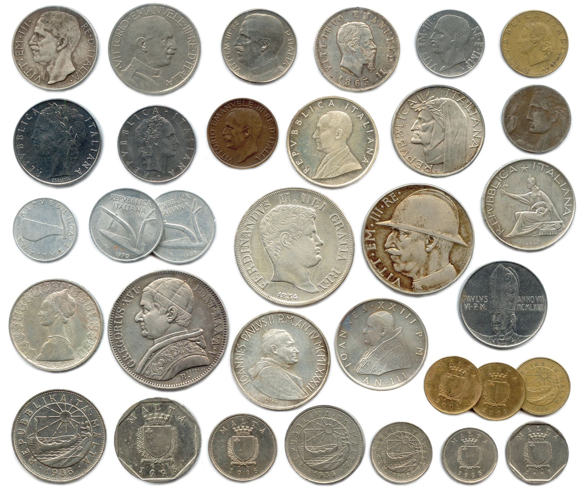 Null Lotto di 32 monete moderne in argento, nichel, cupro-nichel e altri metalli&hellip;