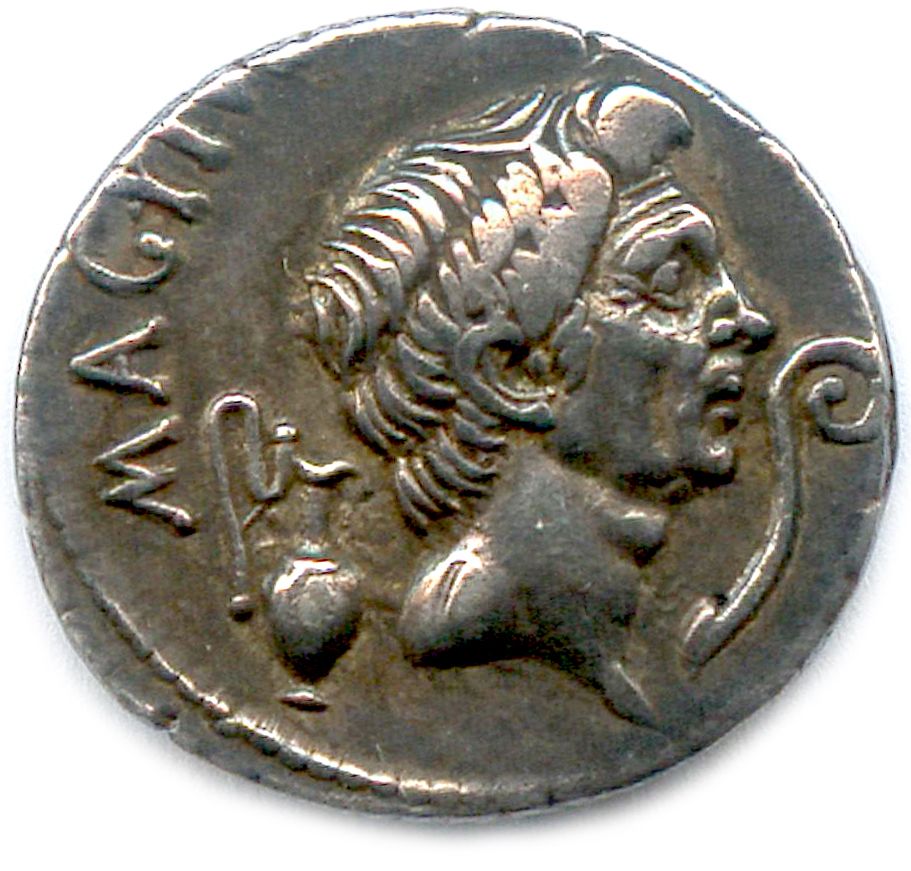Null SEX POMPEUS 皇帝和罗马舰队省长 42-40

镁合金枢轴IMP迭代。庞培大帝的裸体头像，在一个卡皮斯（花瓶）和一个利图斯之间的右侧。

r&hellip;
