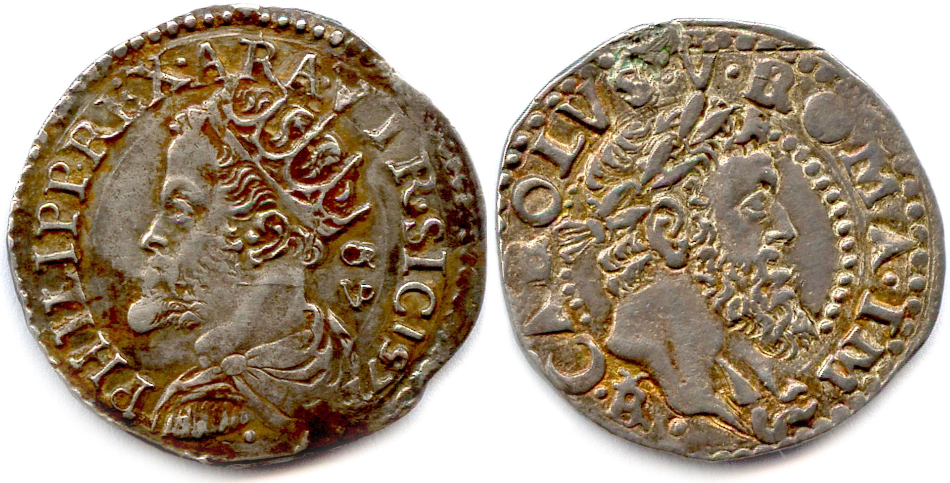 Null 意大利--两西西里岛的那不勒斯王国--西班牙的菲利佩二世1554-1598年

两枚银币。

西班牙腓力二世的卡利诺1572年的FIDEI DEFEN&hellip;