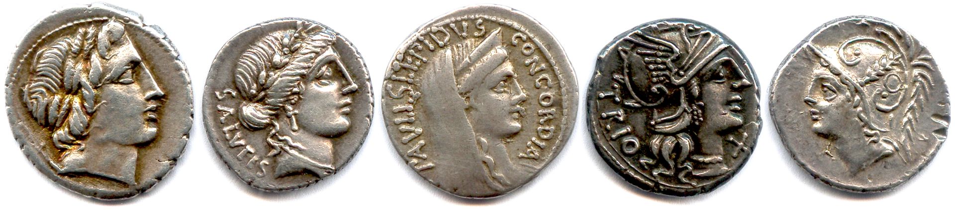 Null Five silver denarii of the ROMAN REPUBLIC 

Anonymous (Apollo) Bab 226 ; Ac&hellip;