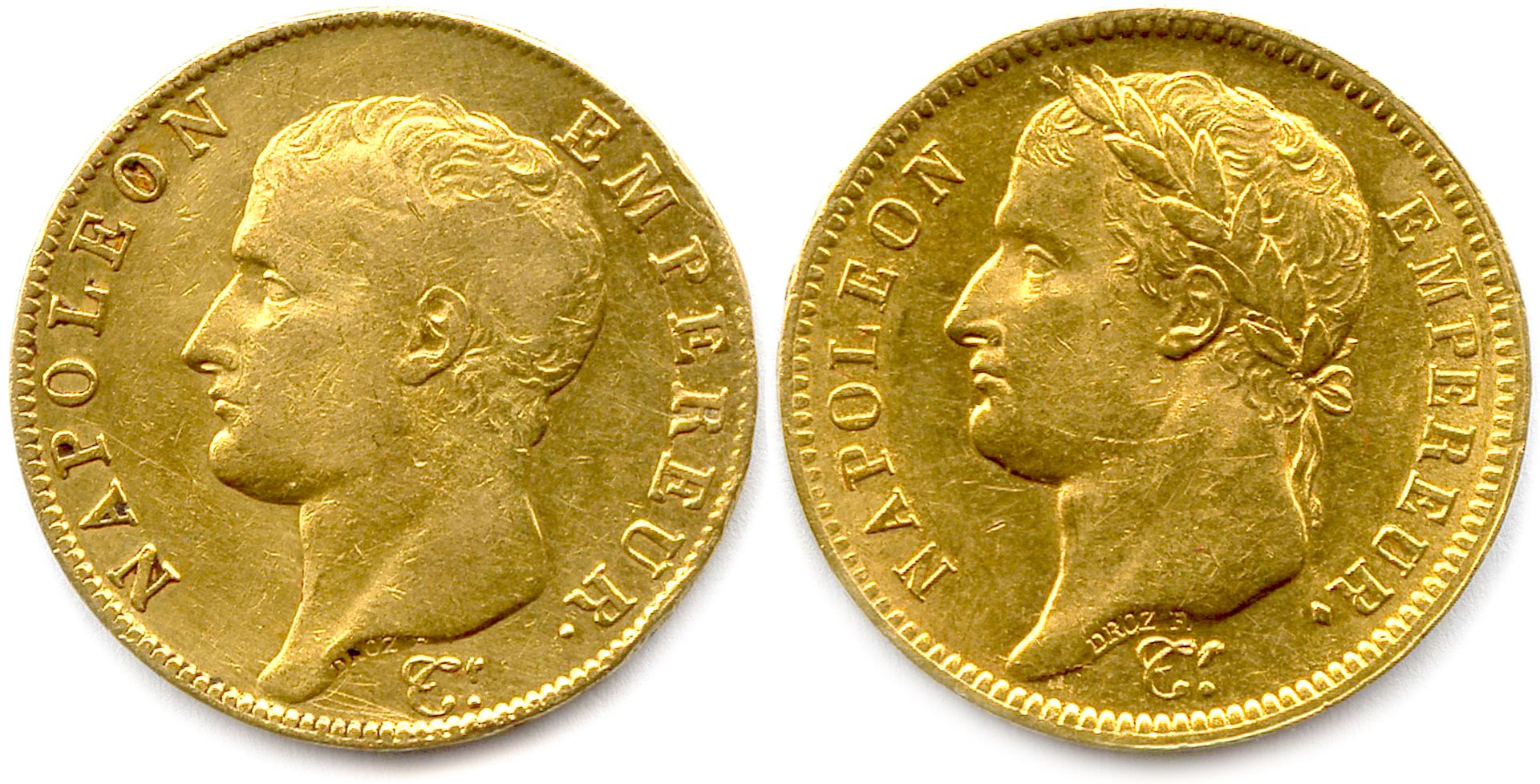 Null NAPOLÉON Ier 18 mai 1804 - 6 avril 1814 193

Deux monnaies d'or : 

40 Fran&hellip;