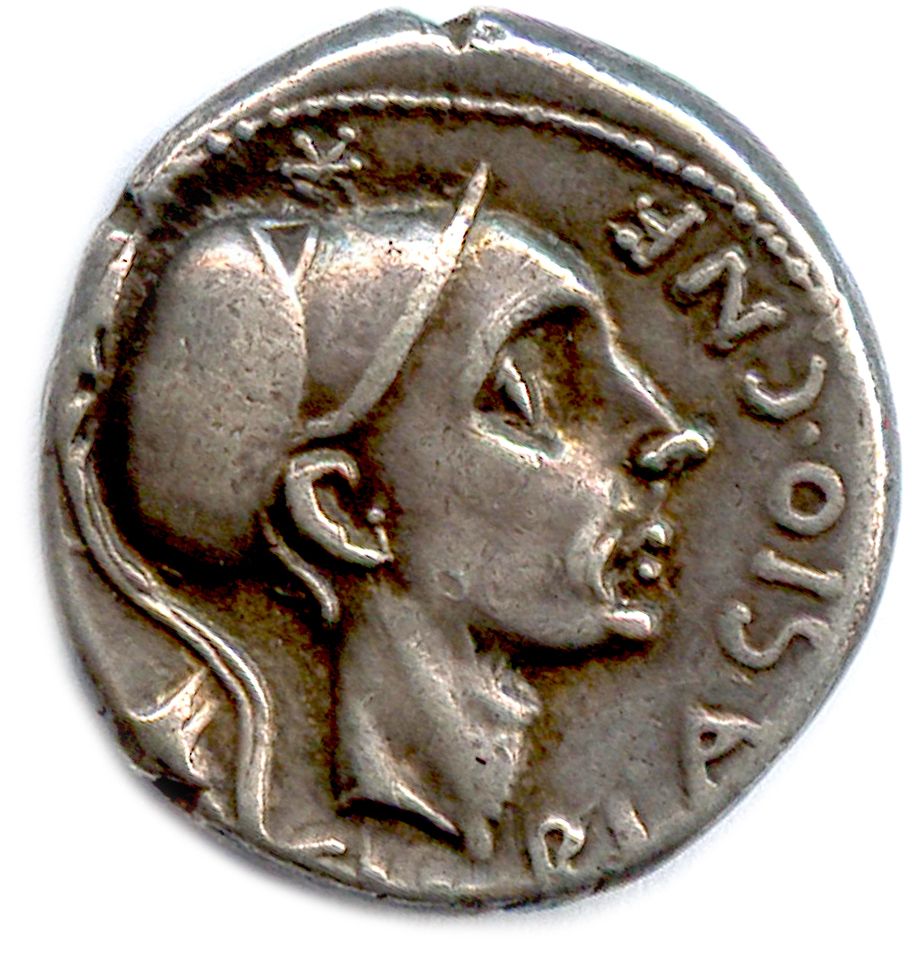 Null CORNELIA Cn Cornelius Blasio Cn.F. 112-111

Helmeted head of Scipio or Mars&hellip;