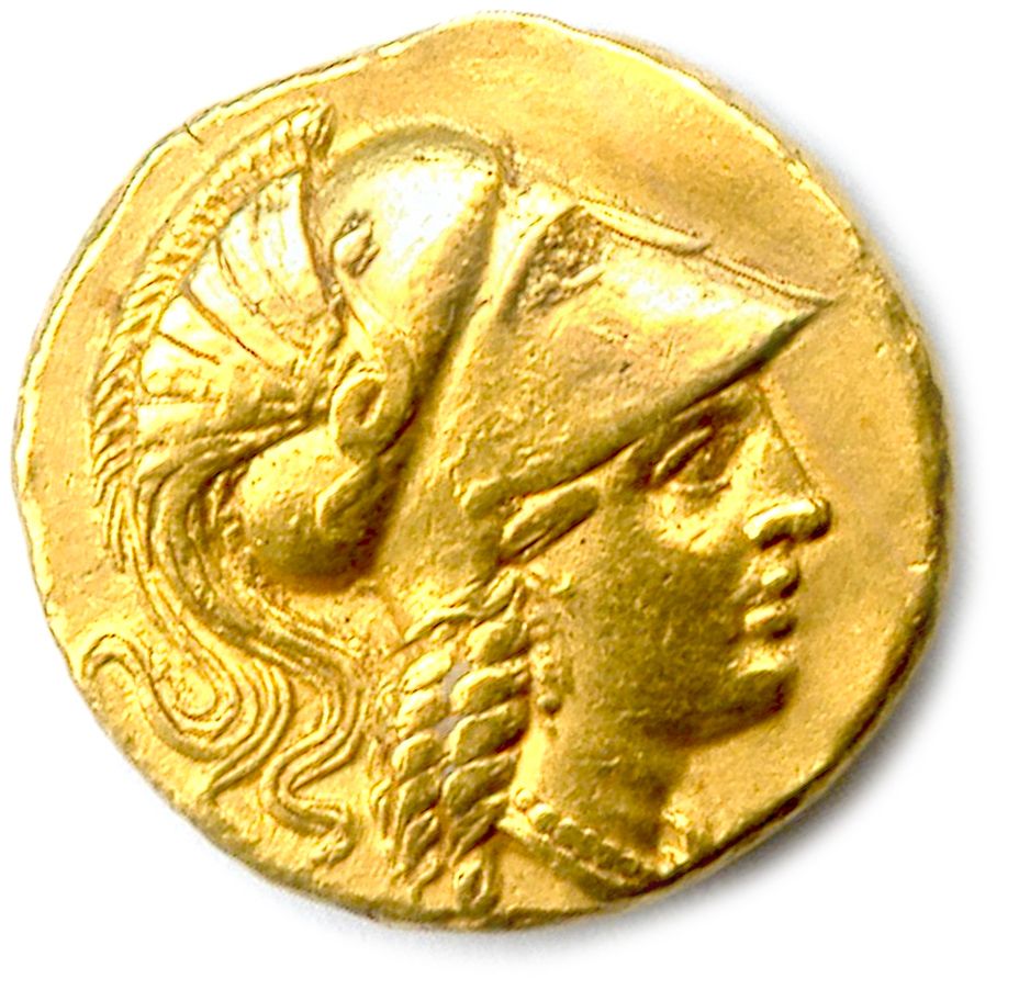 Null 马其顿王国--亚历山大三世大帝336-323年

雅典娜右首，戴着饰有蛇的头盔。R/. 胜利者正面站立，手持stylis。

在她的脚下，有一只老鹰。&hellip;