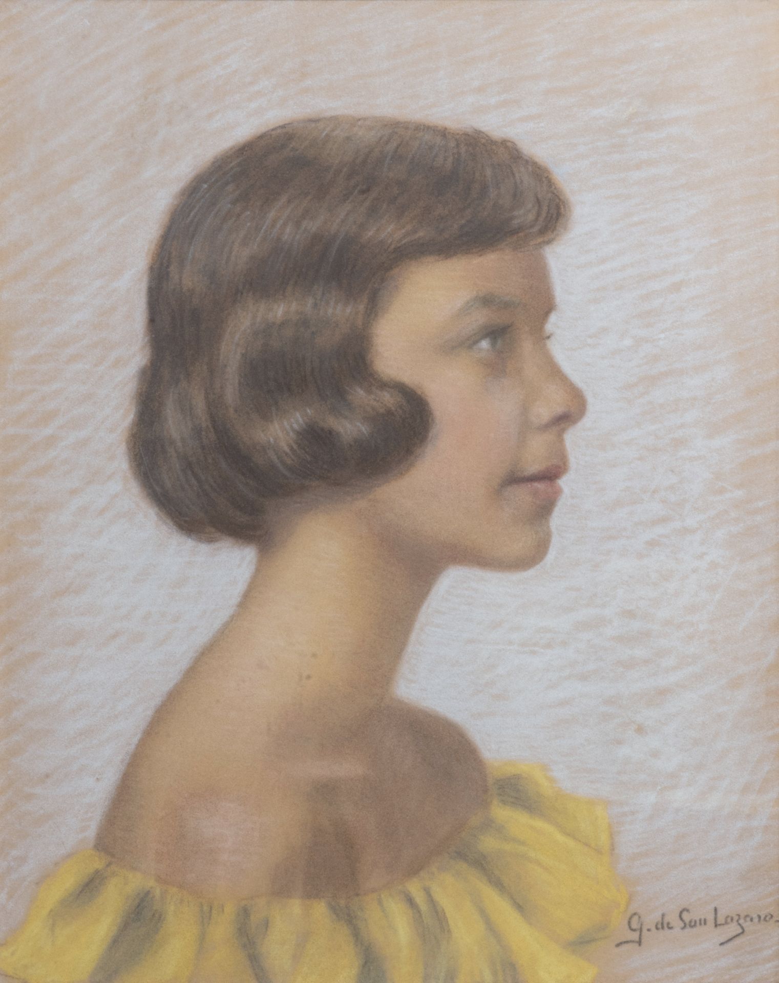 G. De SAN LAZARO G. De SAN LAZARO.
一个年轻女孩的肖像。粉彩画。已签名。38 x 31厘米。