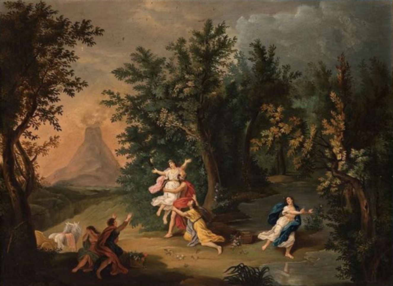 Null 18世纪的意大利画派。
绑架普罗瑟芬》。
布面油画(有框架)
51 x 69厘米。有框架。
