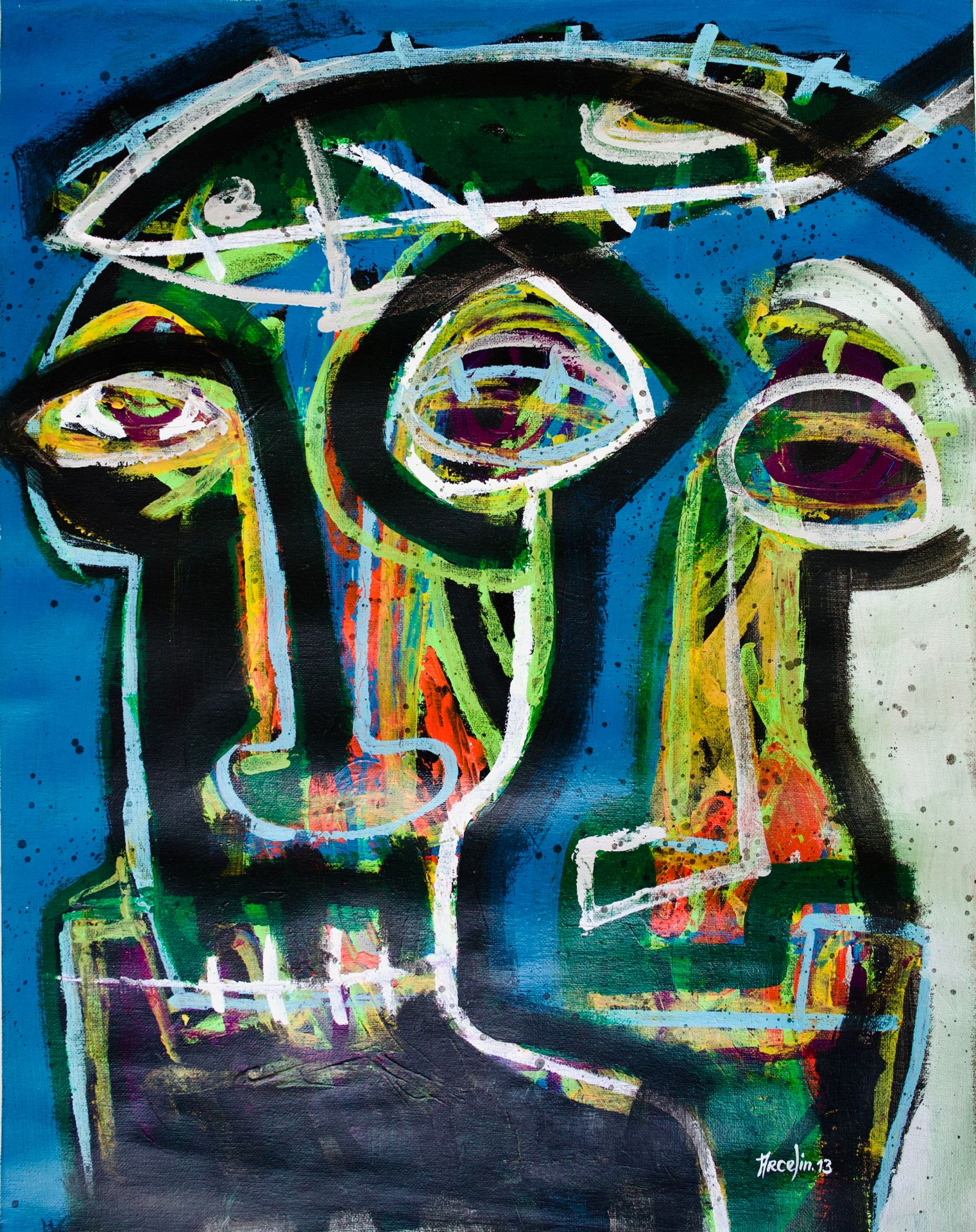 Evens ARCELIN (né en 1974) 埃文斯-阿尔塞林（生于1974年）
马尚德, 2013
画布上的混合媒体。
60 x 45厘米。

附：作&hellip;