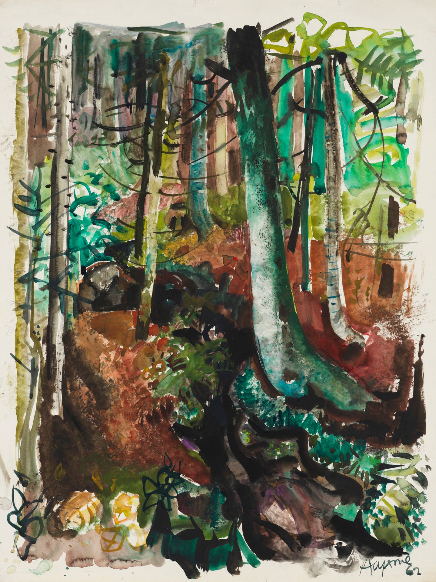 Jean AUJAME Jean AUJAME (1905-1965)- Paysage - Gouache sur papier signée et daté&hellip;