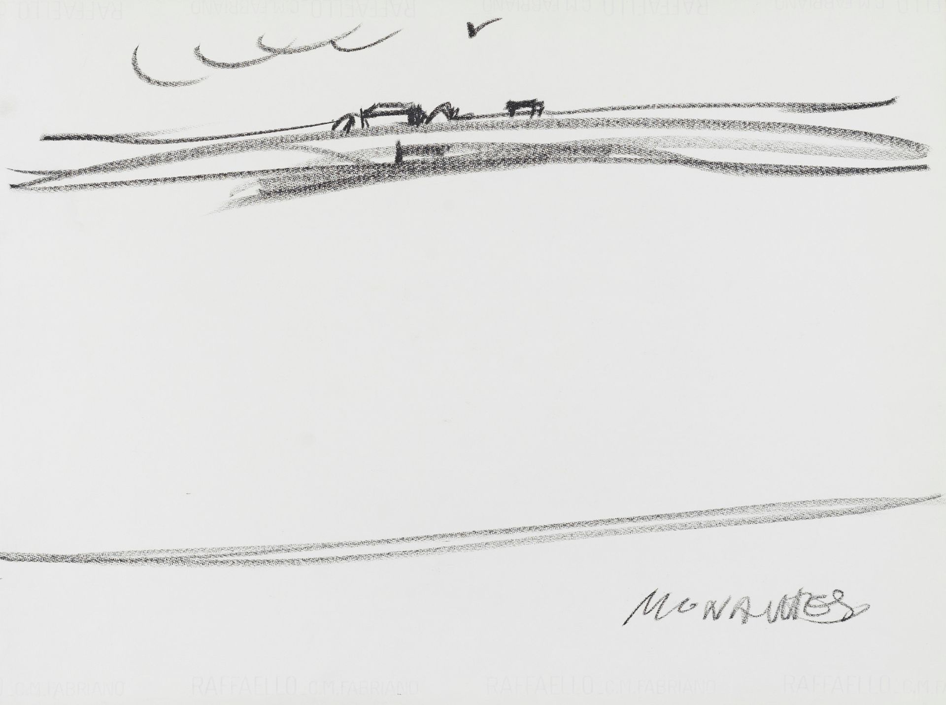 SANTE MONACHESI Sante MONACHESI (1910-1991) - 风景 - 炭笔画 - 右下角签名 - 47 x 62 cm - 出处&hellip;