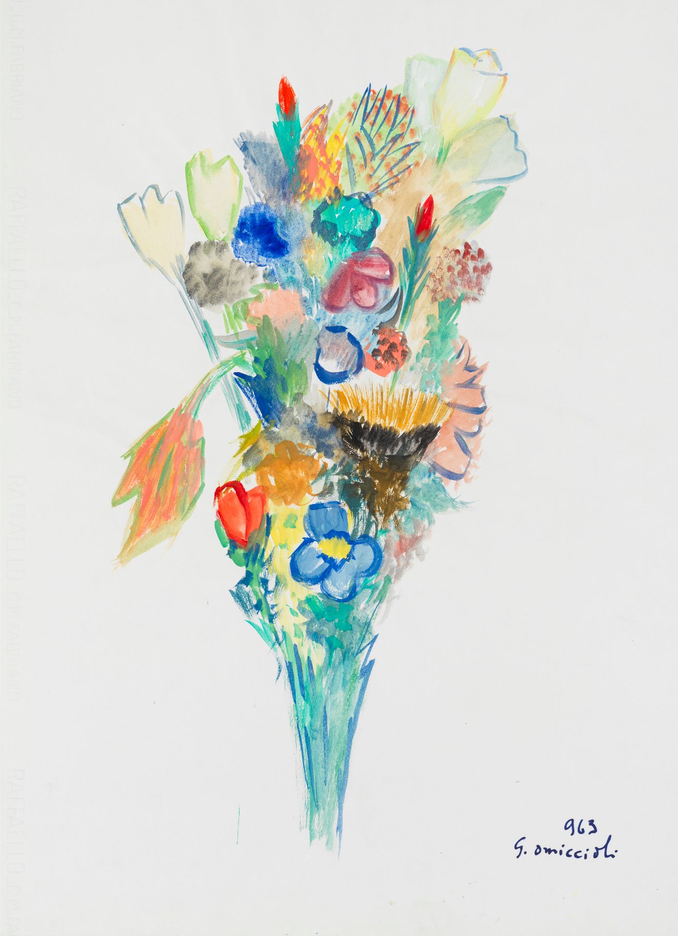 GIOVANNI OMICCIOLI Giovanni OMICCIOLI (1901-1975)I - Bouquet of flowers - Waterc&hellip;