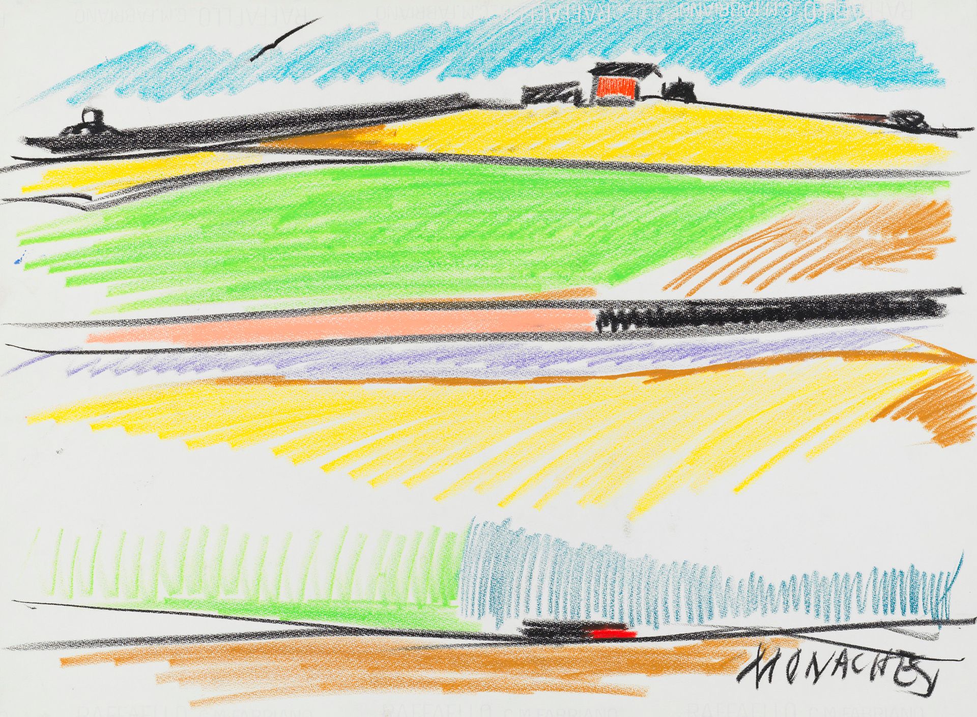 SANTE MONACHESI Sante MONACHESI (1910-1991) - Landschaft - Pastellzeichnung - Si&hellip;