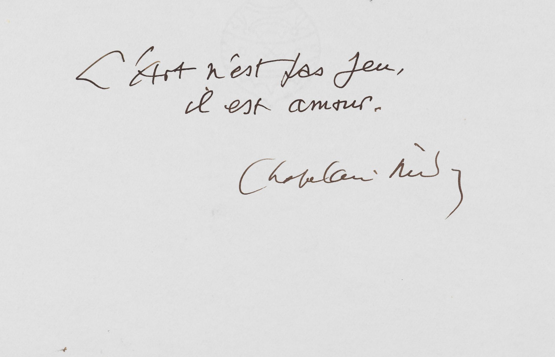 CHAPELAIN MIDY Dédicace de Chapelain-Midy "L'art n'est pas un jeu, il est amour"&hellip;