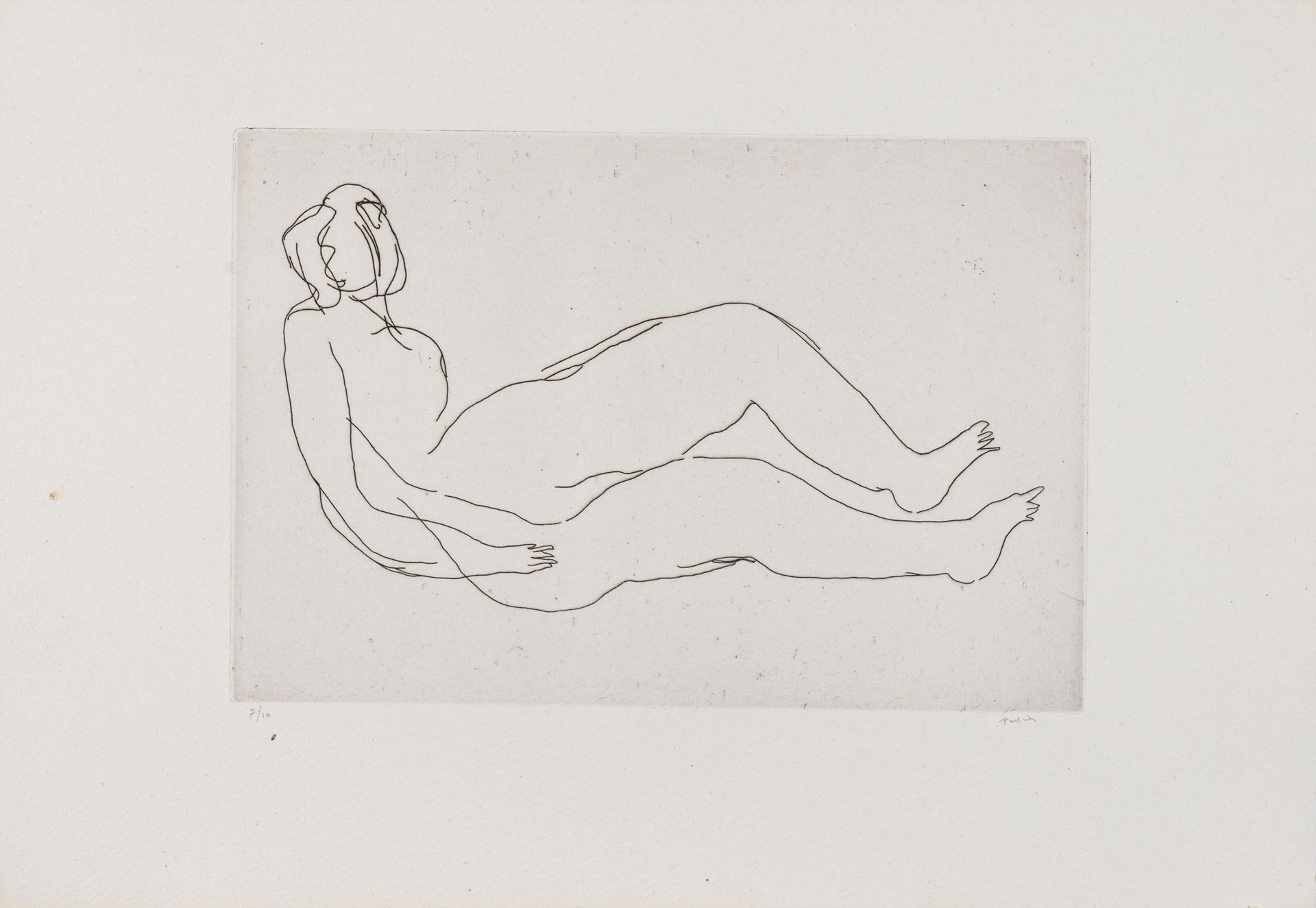 Jean FAUTRIER Jean FAUTRIER (1898-1964)- 卧姿裸体四，1944年- 奥弗涅纸上蚀刻，右下角有铅笔签名，并注明7/10 -&hellip;