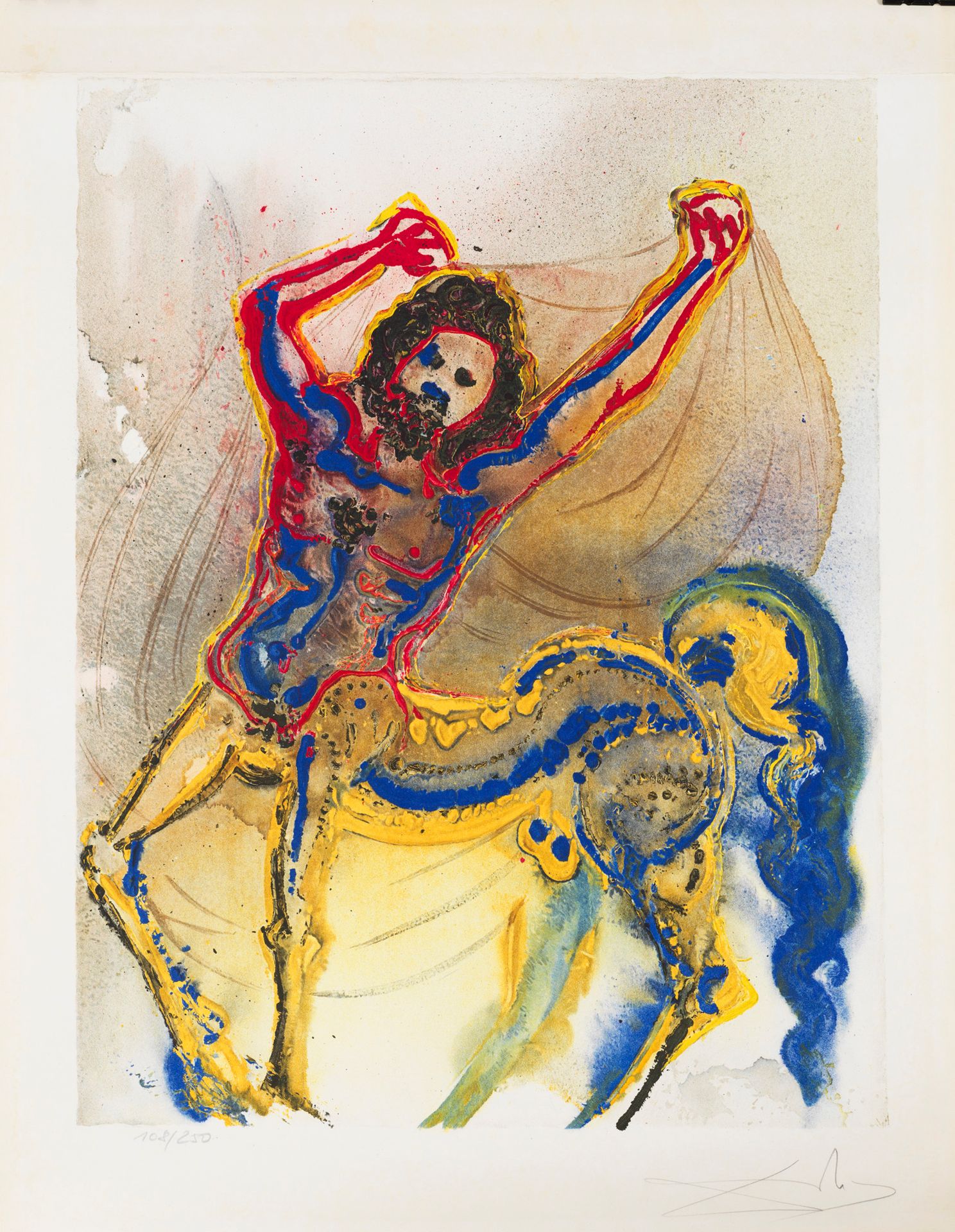 Salvador DALI 萨尔瓦多-达利(1904-1989)《半人马》--彩色石版画--108/250，右下方有铅笔签名--64.5 x 49.5厘米--纸&hellip;