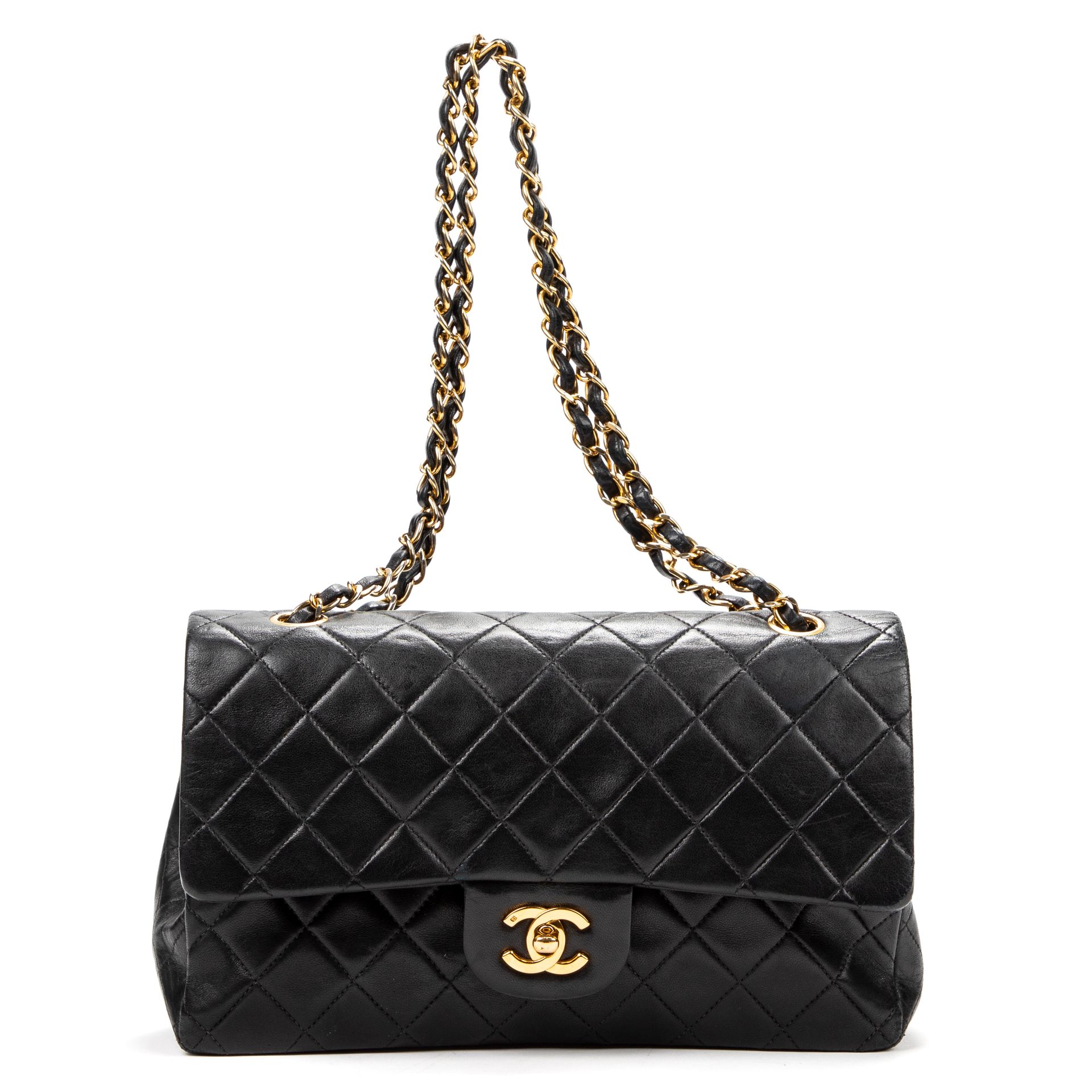 Chanel CHANEL - Sac à main Classique à double rabat – En agneau noir – Intérieur&hellip;