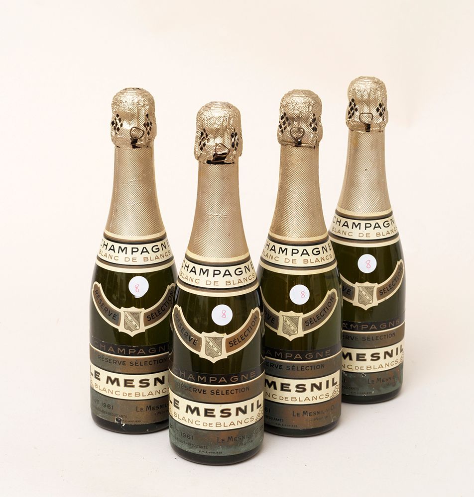 CHAMPAGNE 4 demi-bouteilles CHAMPAGNE LE MESNIL 1961 Blanc de blancs (niveaux es&hellip;