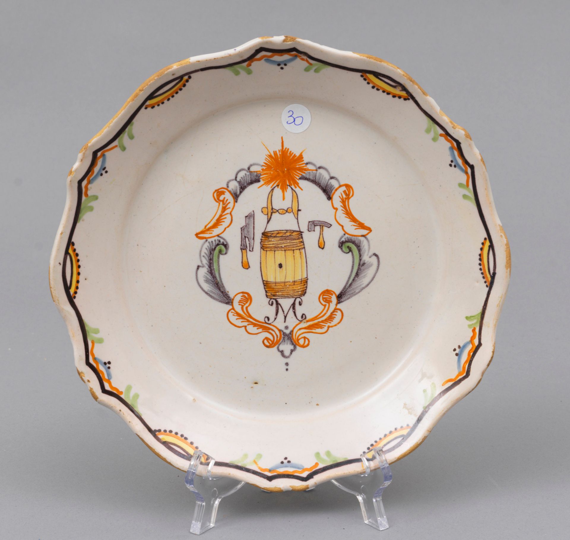 Faience Nevers 
Nevers

Earthenware plate with contoured edge with polychrome de&hellip;