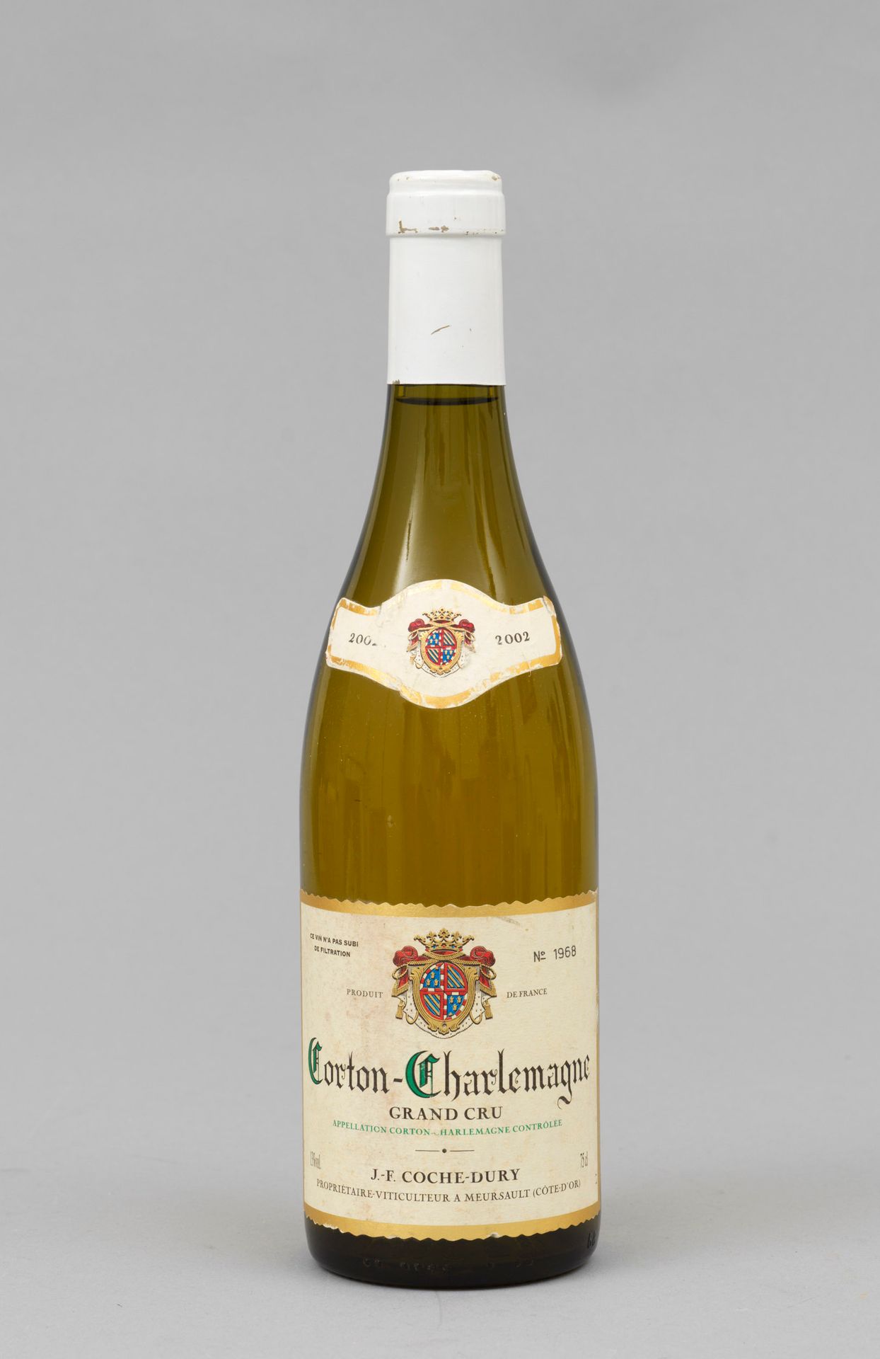 Vin Corton Charlemagne 1 botella Corton Charlemagne 2002 Coche Dury (etiqueta de&hellip;