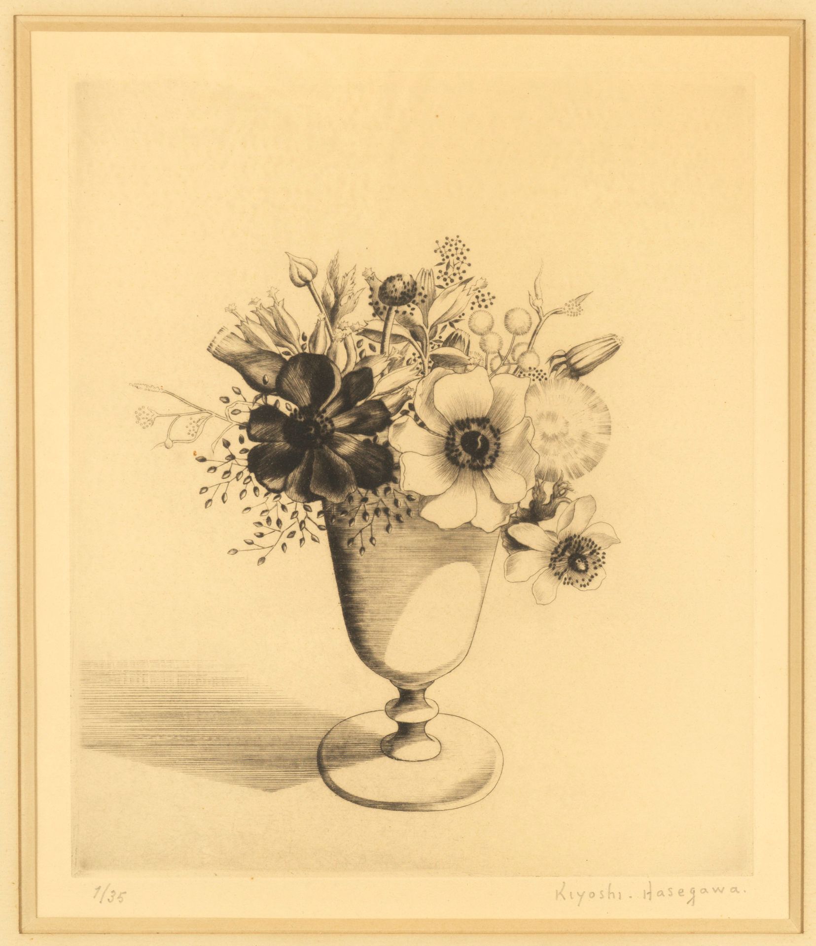 KIYOSHI HASEGAWA Kiyoshi HASEGAWA (1891-1980) - Bouquet of flowers of the fields&hellip;